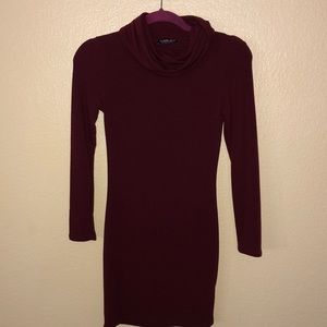 Burgundy turtleneck dress